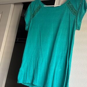 Teal linen blend Women's Top